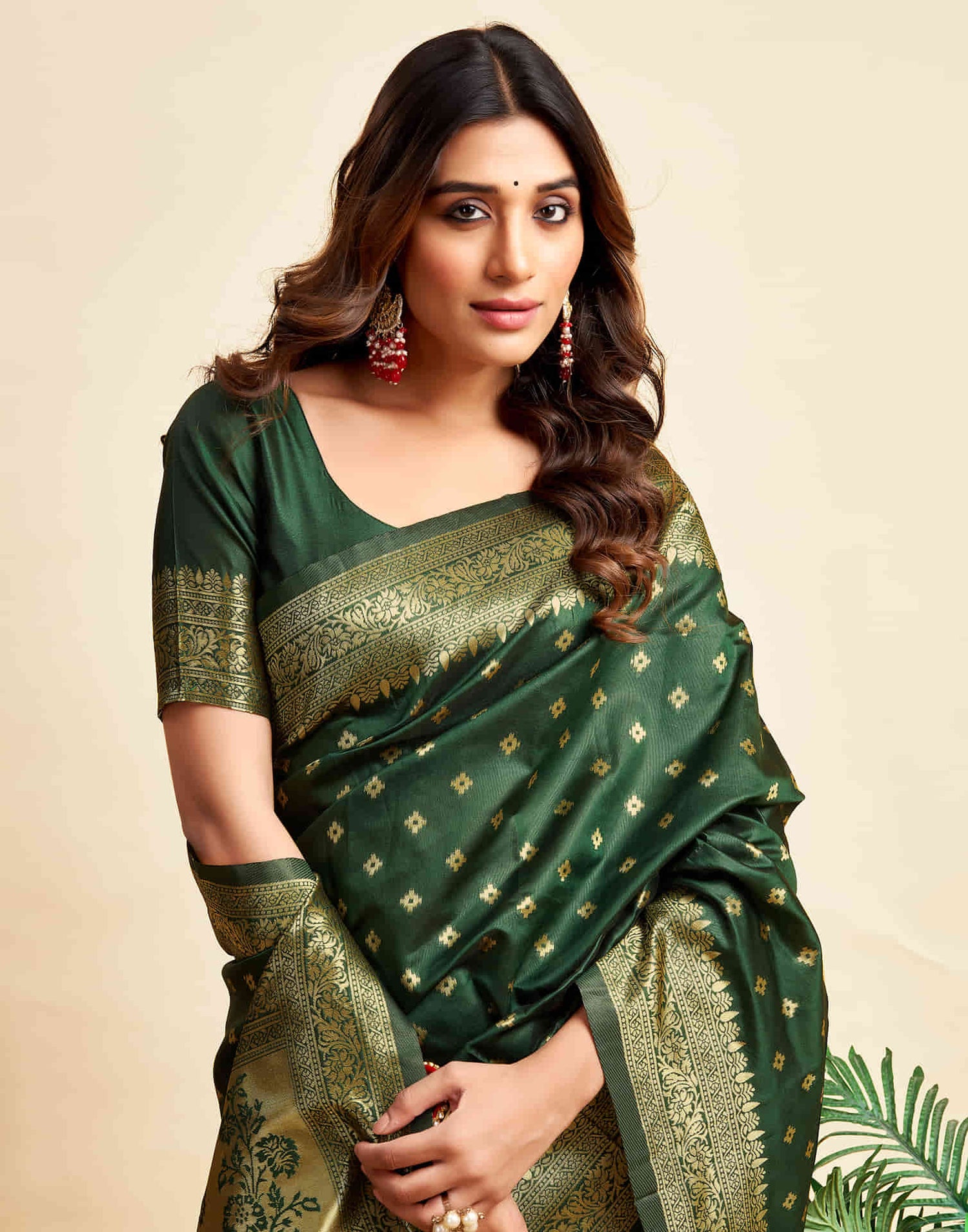 Dark Green Silk Woven Banarasi Saree