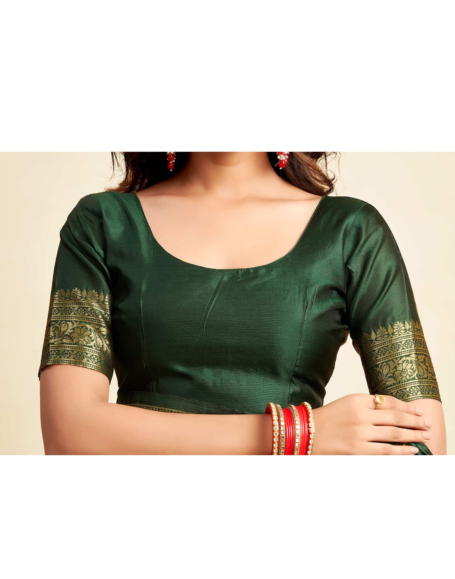 Dark Green Silk Woven Banarasi Saree