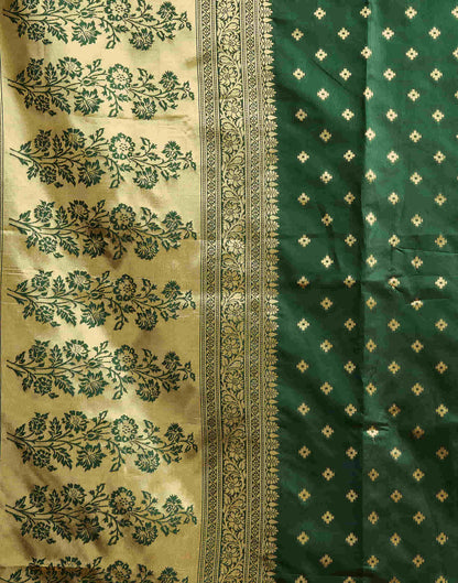 Dark Green Silk Woven Banarasi Saree