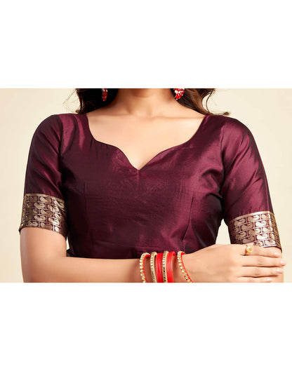 Maroon Silk Woven Banarasi Saree