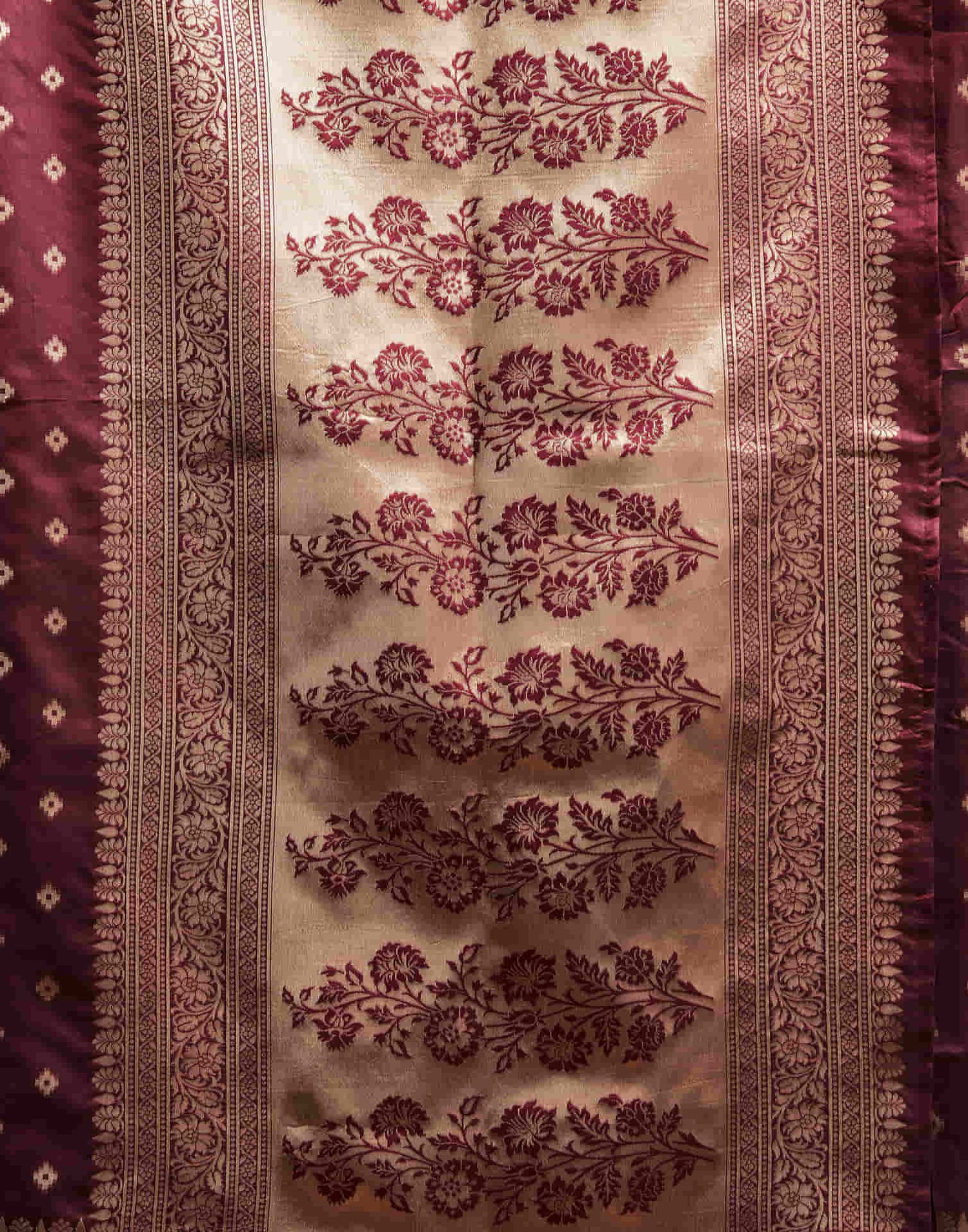 Maroon Silk Woven Banarasi Saree