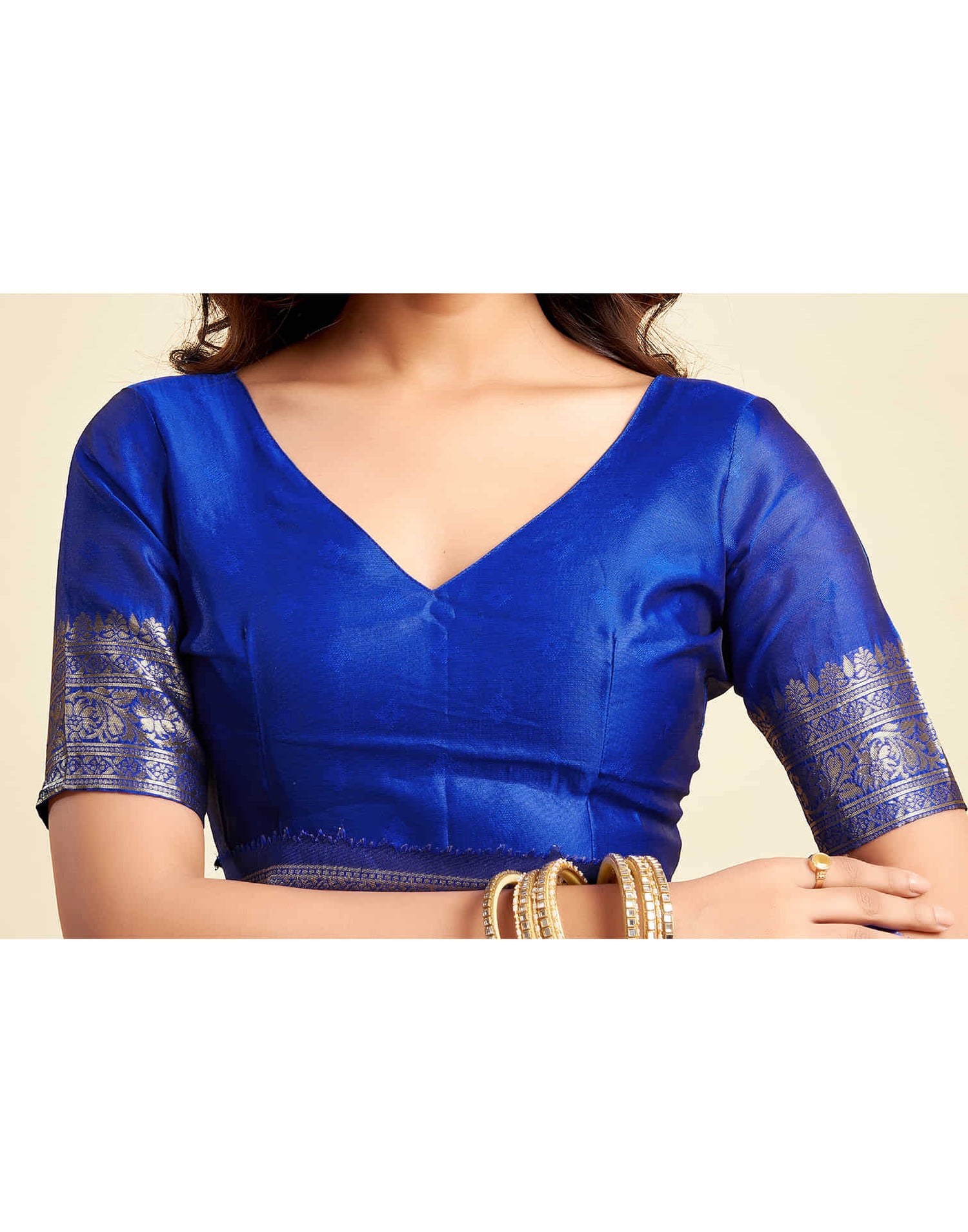 Dark Blue Silk Woven Banarasi Saree