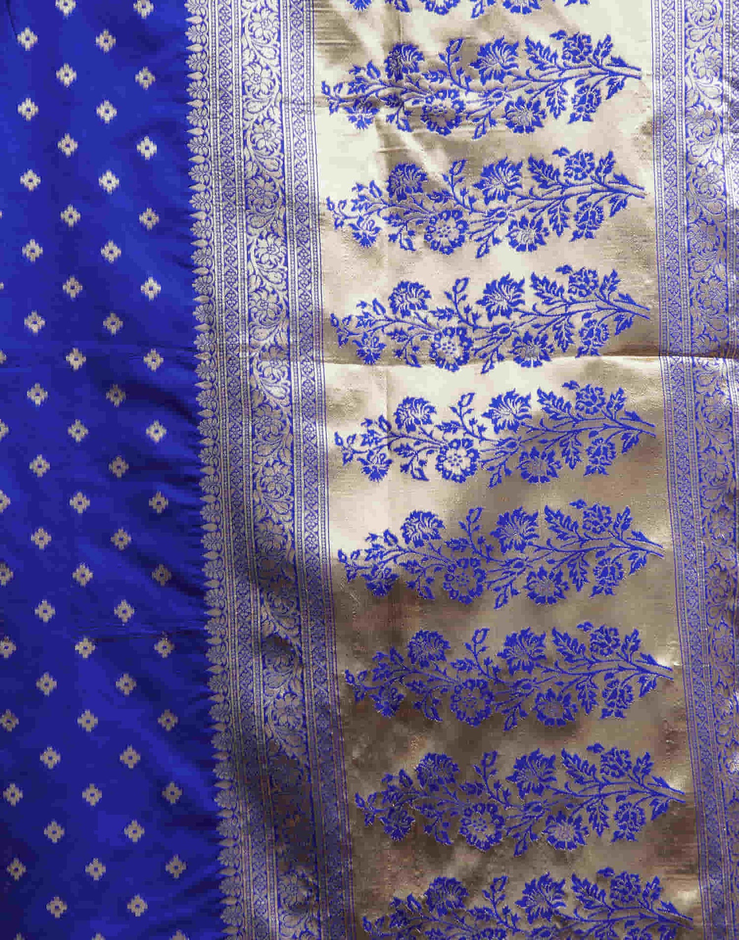 Dark Blue Silk Woven Banarasi Saree