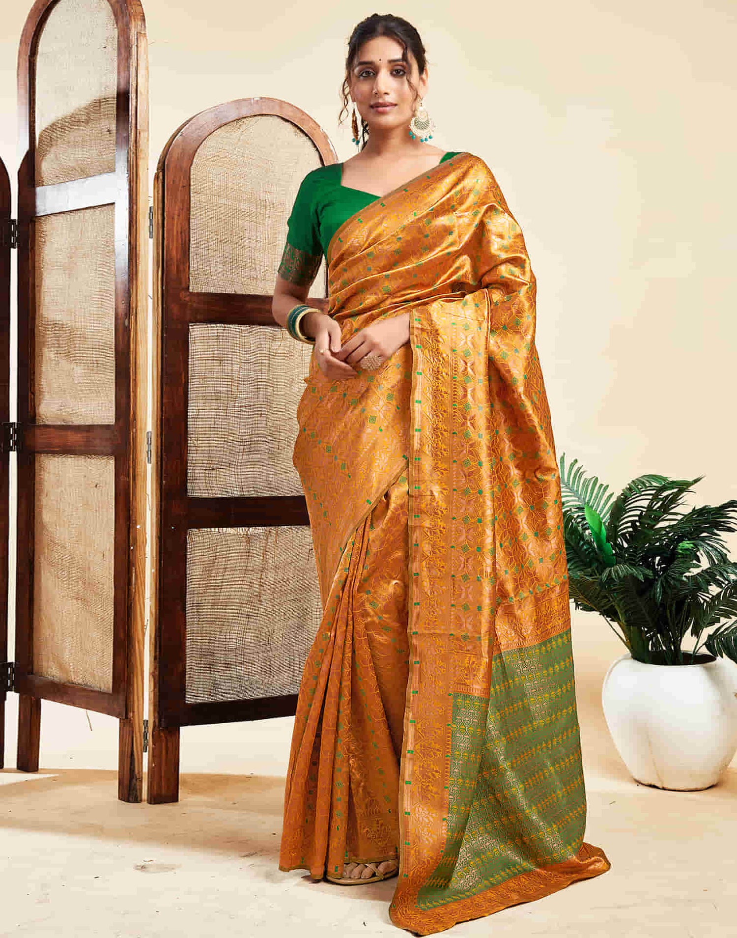 Turmeric Yellow Silk Woven Saree