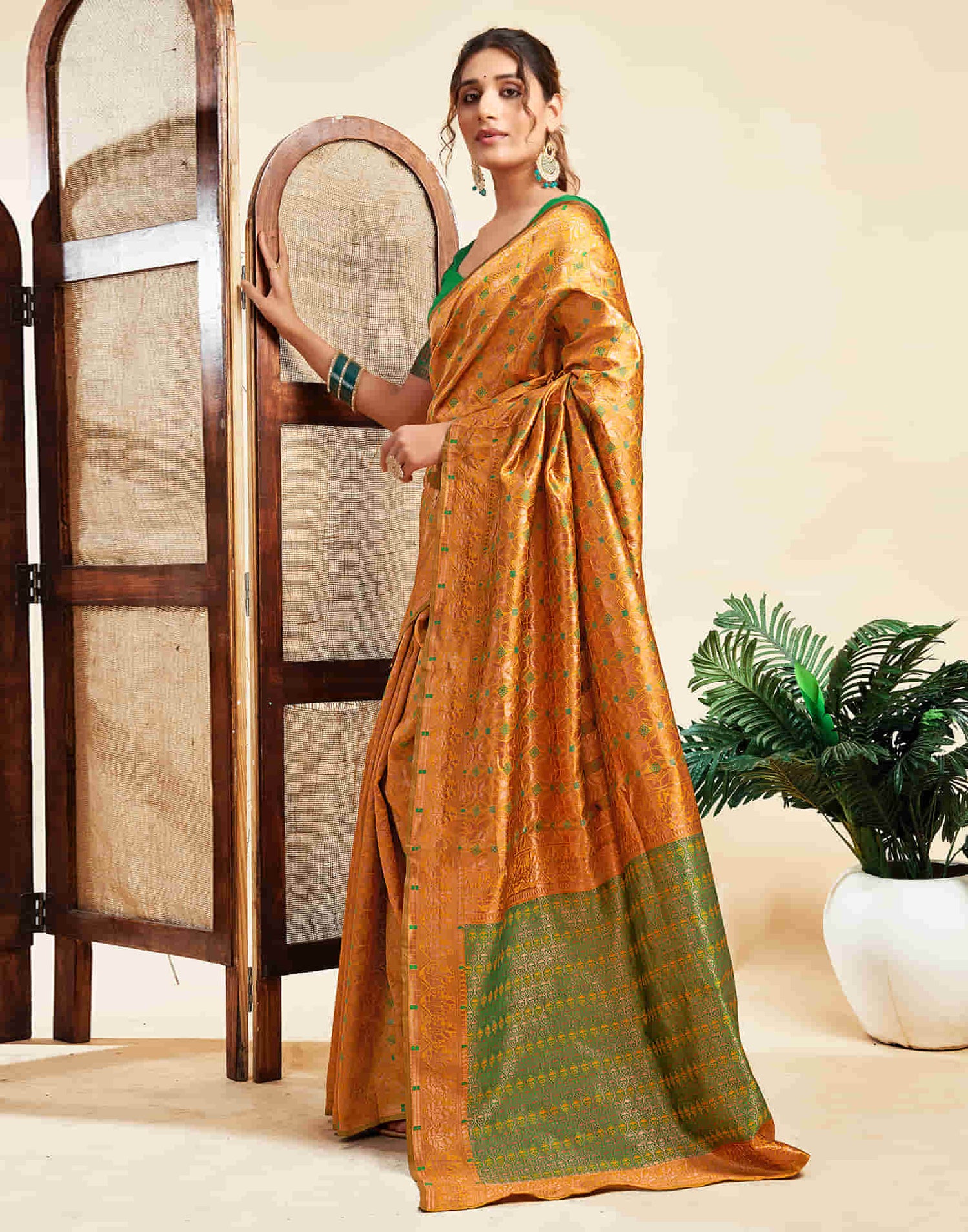 Turmeric Yellow Silk Woven Saree