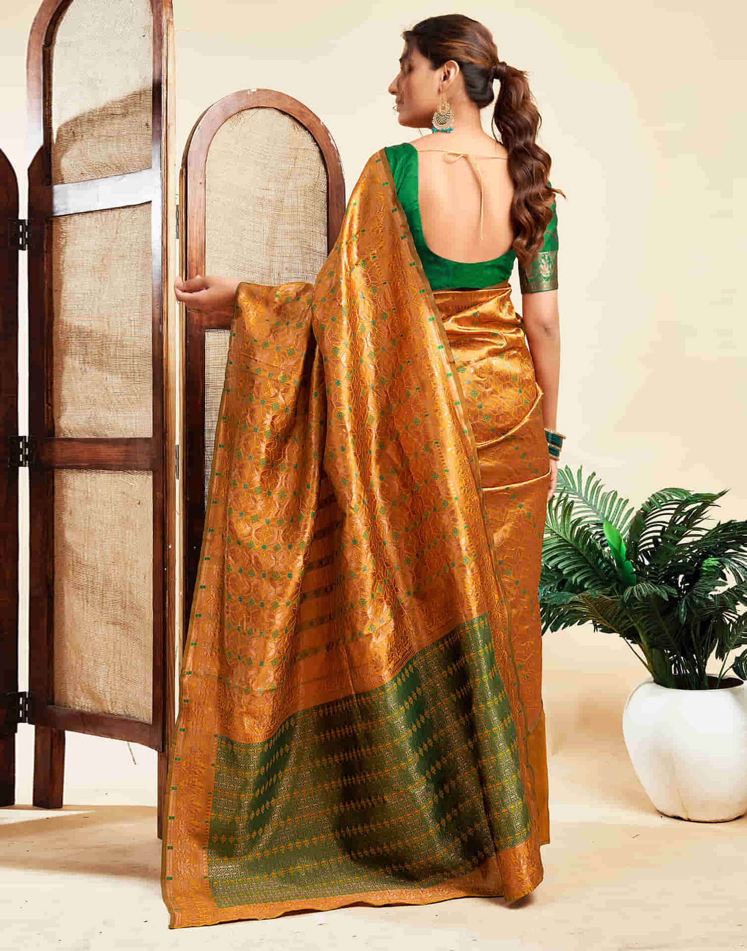 Turmeric Yellow Silk Woven Saree