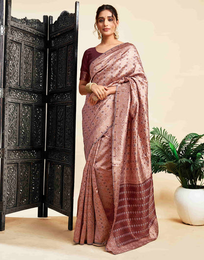 Mauve Silk Woven Saree