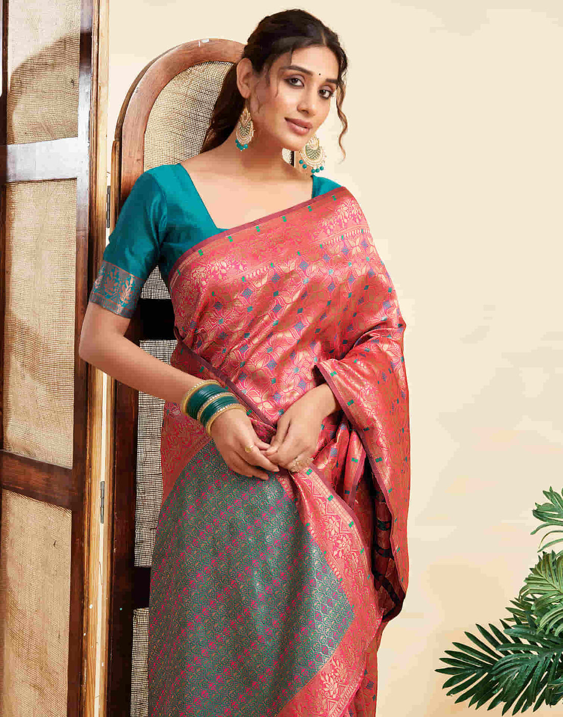 Rani Pink Silk Woven Saree