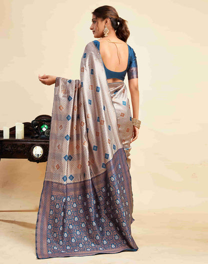 Grey Silk Woven Banarasi Saree