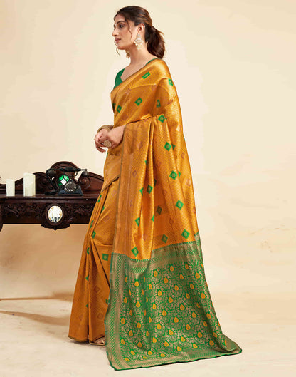 Turmeric Yellow Silk Woven Banarasi Saree