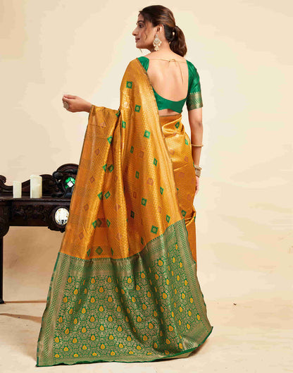 Turmeric Yellow Silk Woven Banarasi Saree