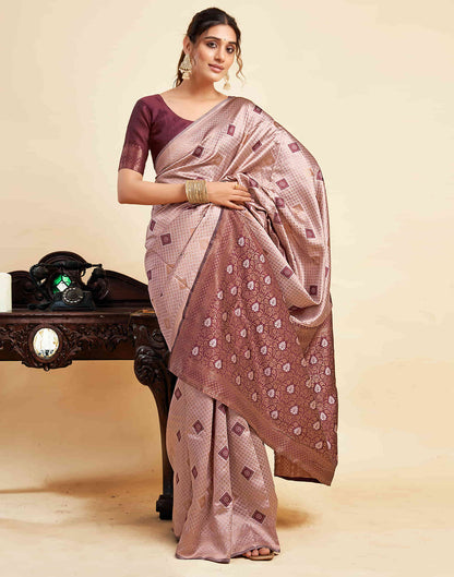 Mauve Silk Woven Banarasi Saree