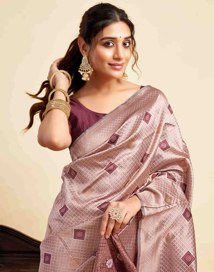 Mauve Silk Woven Banarasi Saree