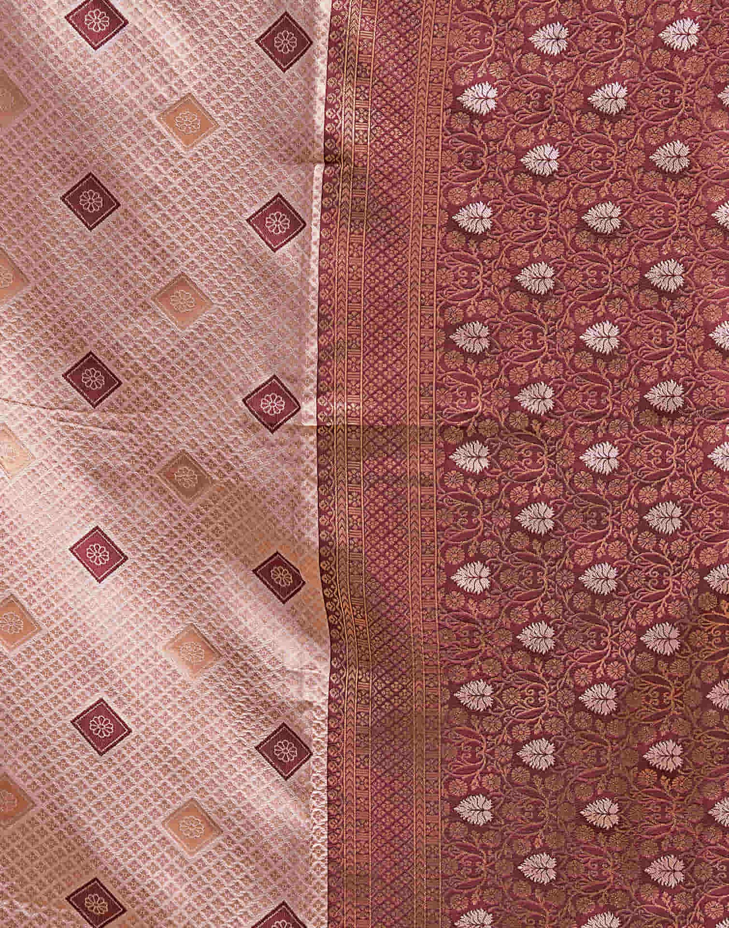 Mauve Silk Woven Banarasi Saree