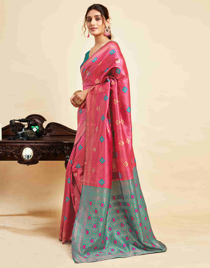 Rani Pink Silk Woven Banarasi Saree