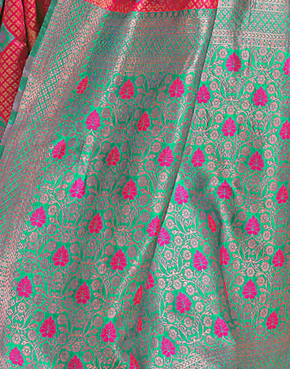 Rani Pink Silk Woven Banarasi Saree