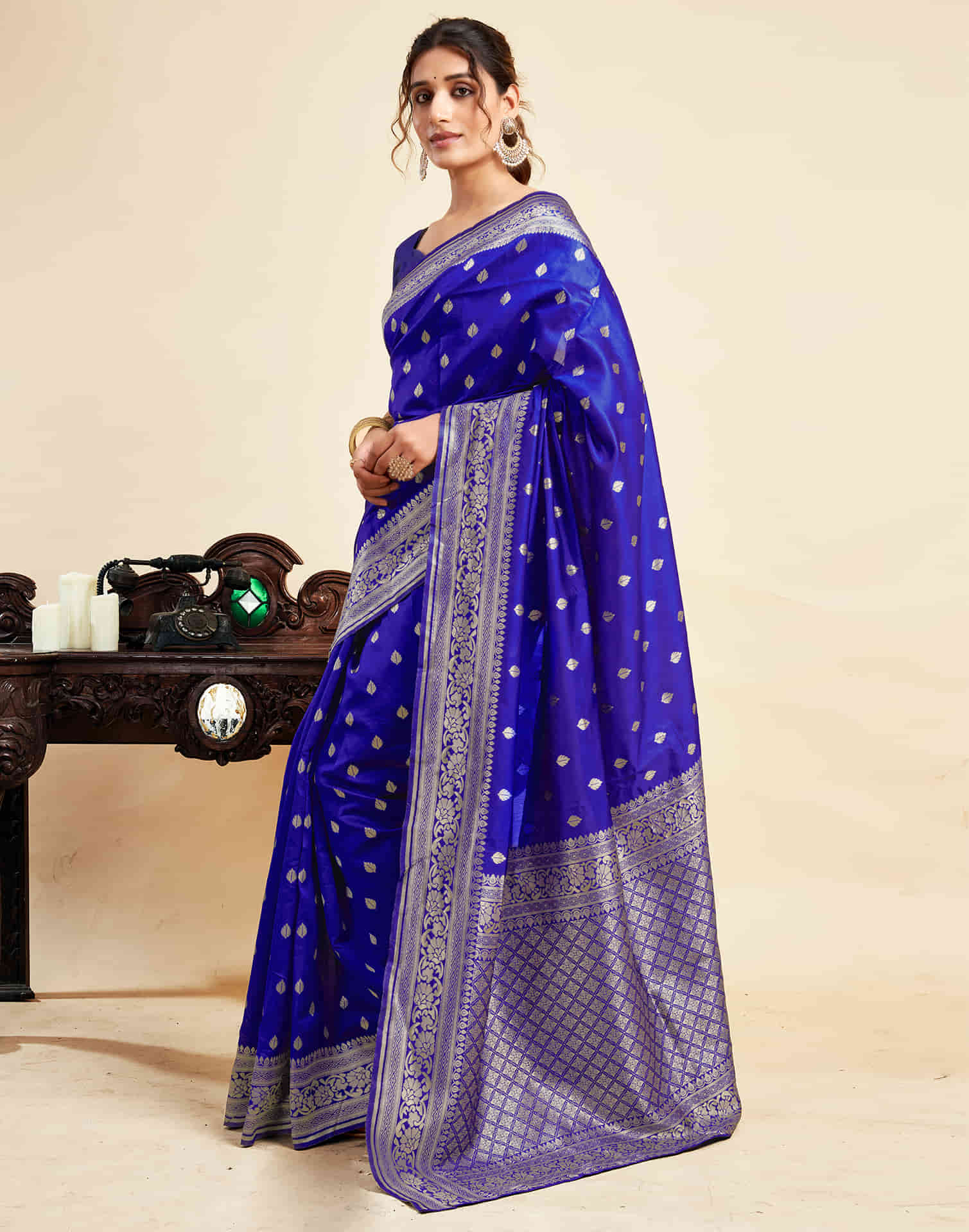 Blue Silk Woven Banarasi Saree