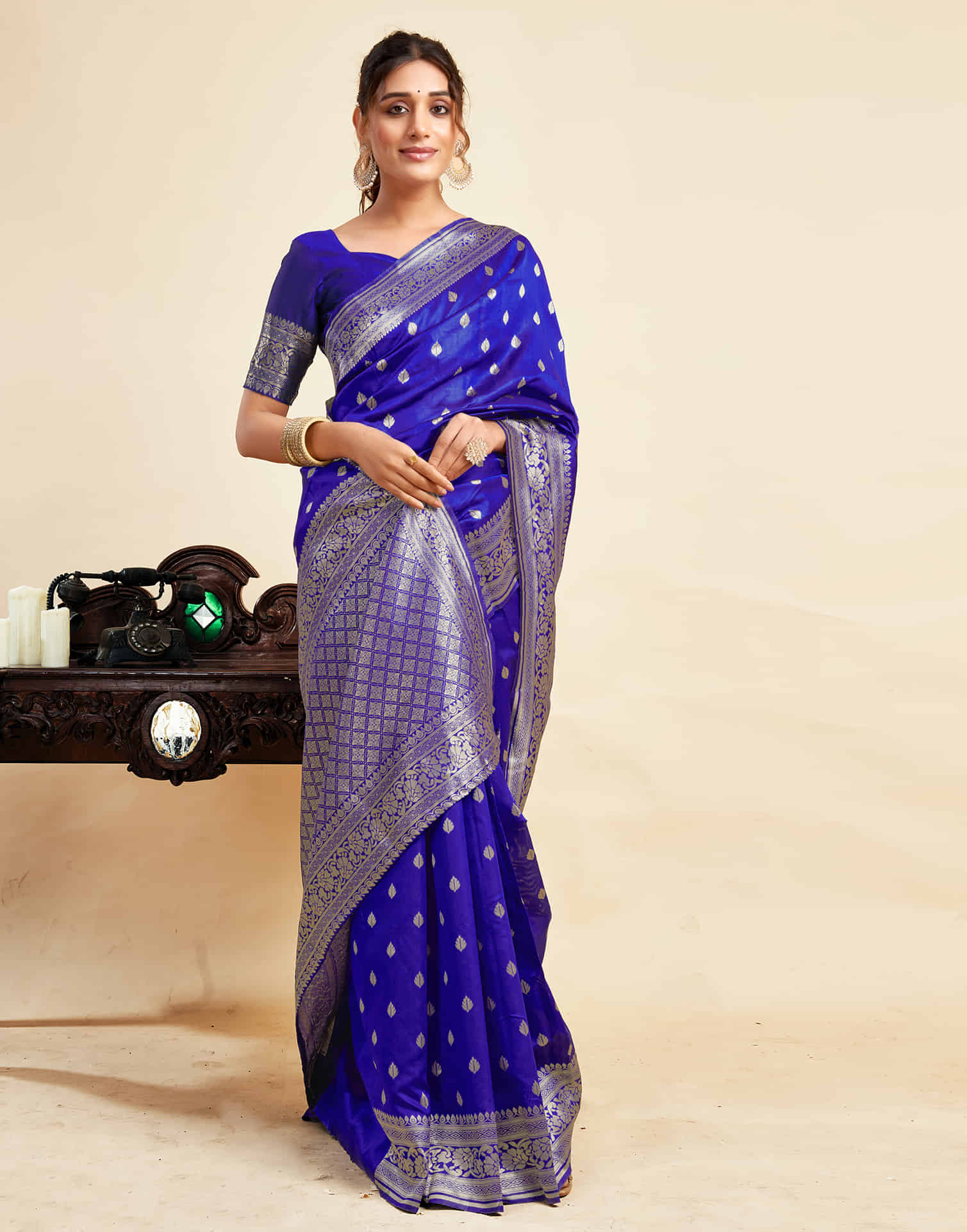 Blue Silk Woven Banarasi Saree