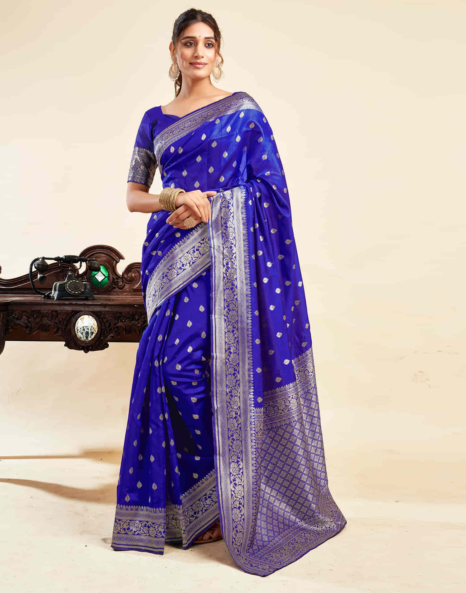 Blue Silk Woven Banarasi Saree