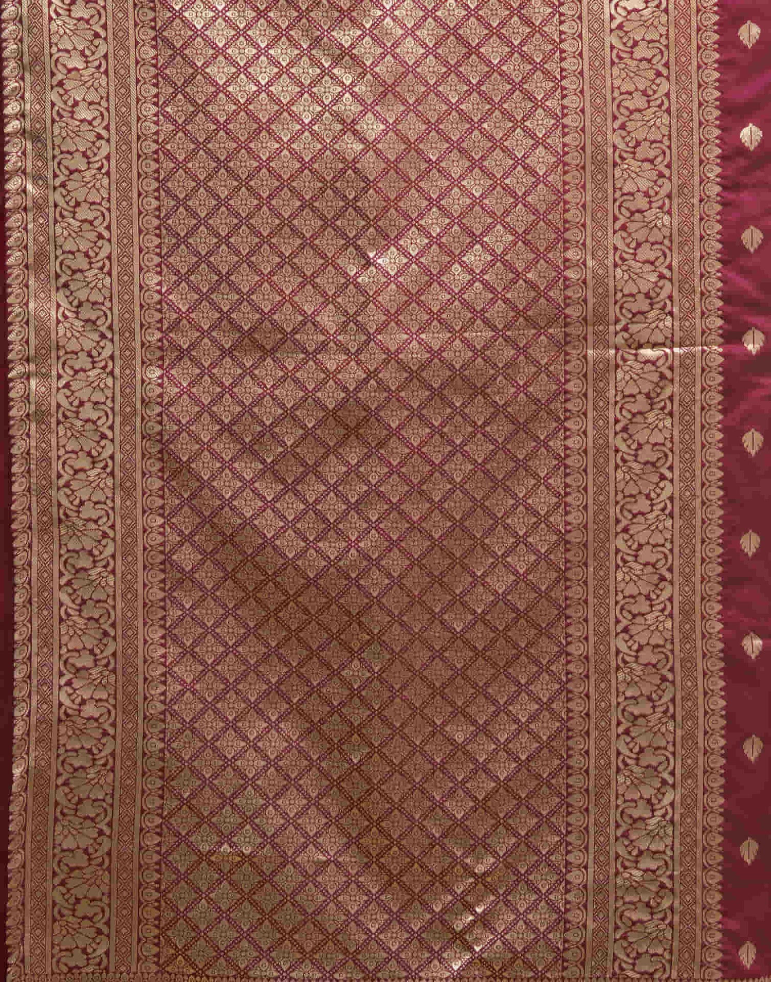 Maroon Silk Woven Banarasi Saree