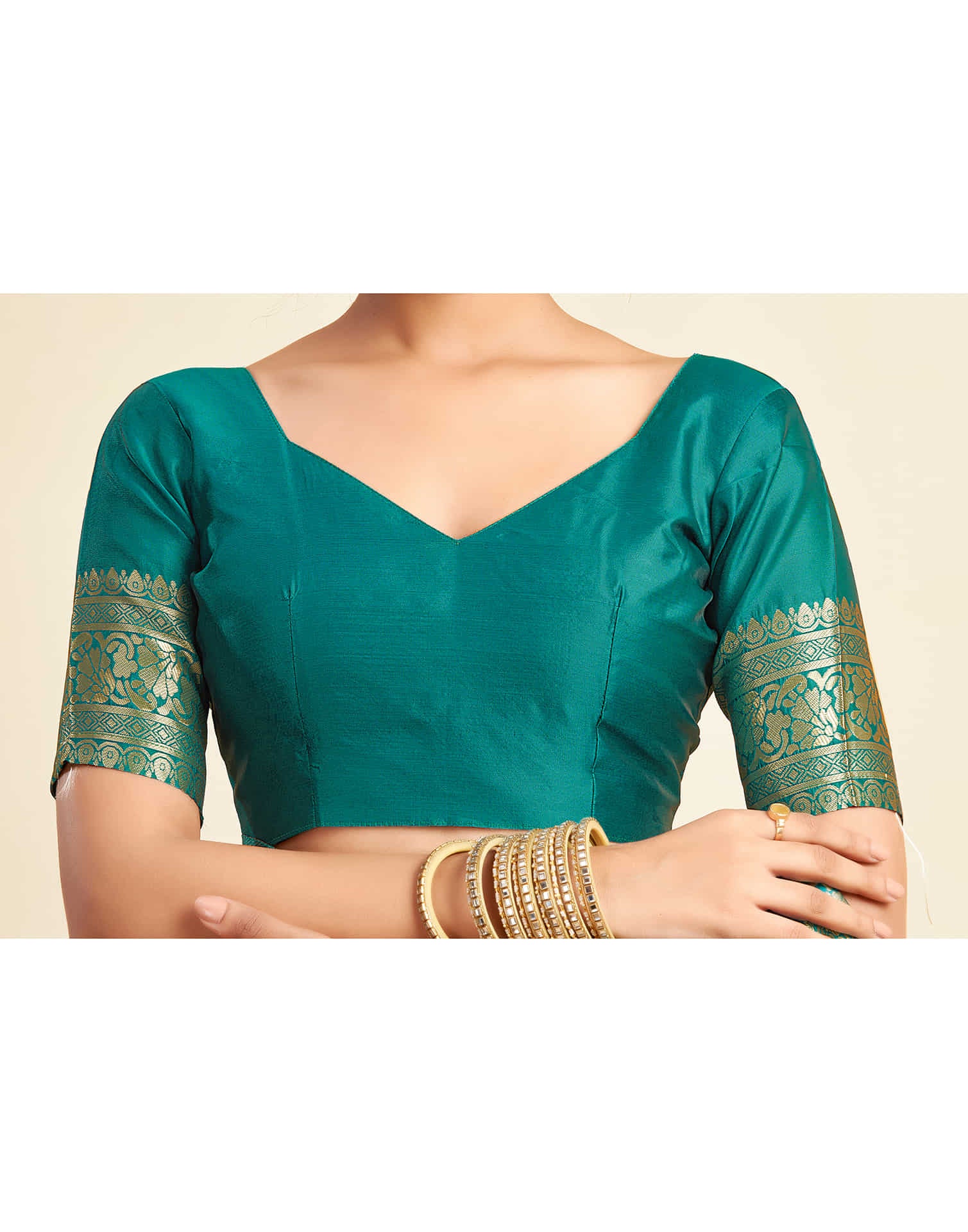 Teal Green Silk Woven Banarasi Saree