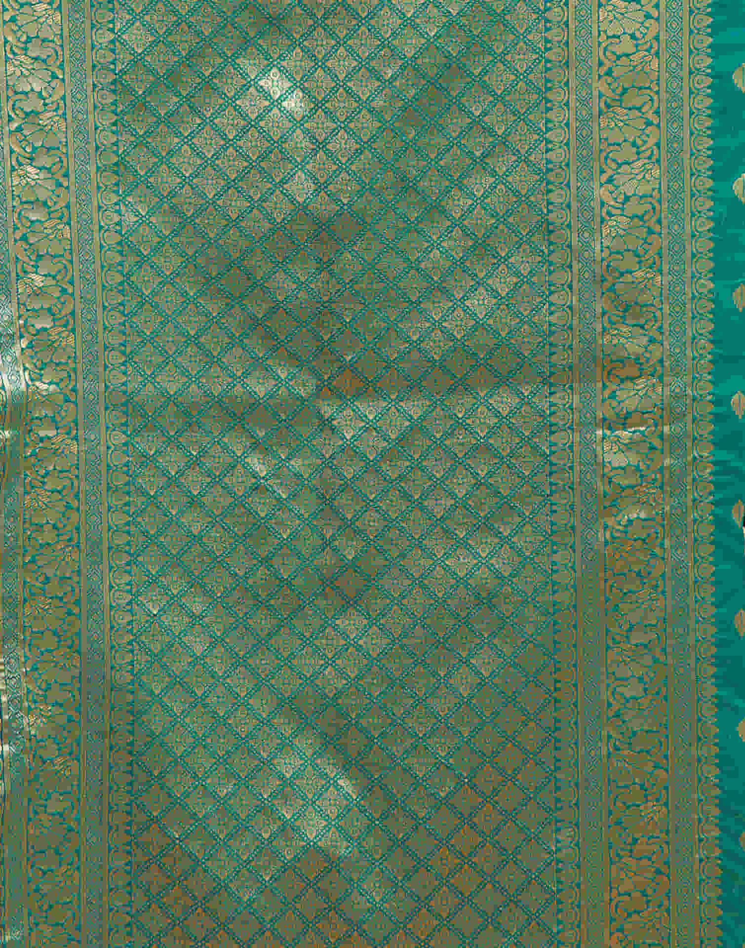 Teal Green Silk Woven Banarasi Saree