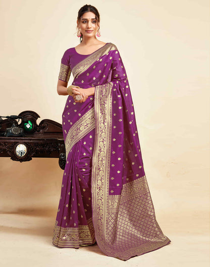 Magenta Silk Woven Banarasi Saree