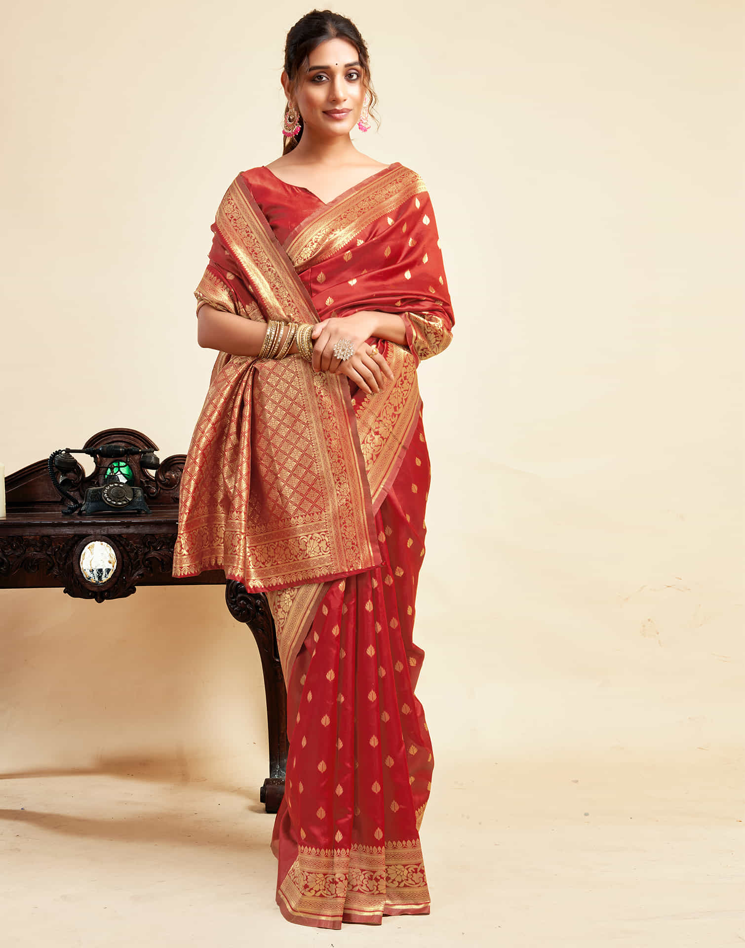 Red Silk Woven Banarasi Saree