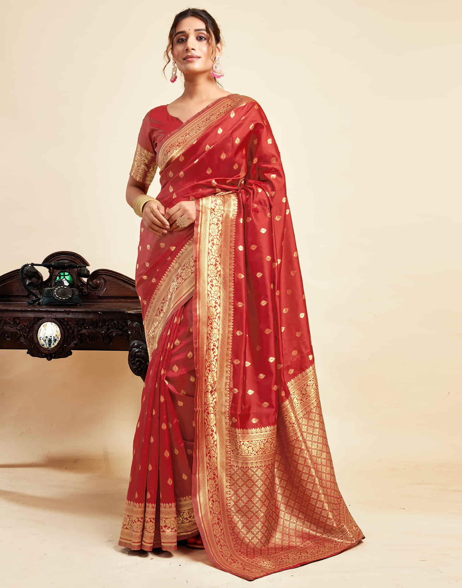 Red Silk Woven Banarasi Saree