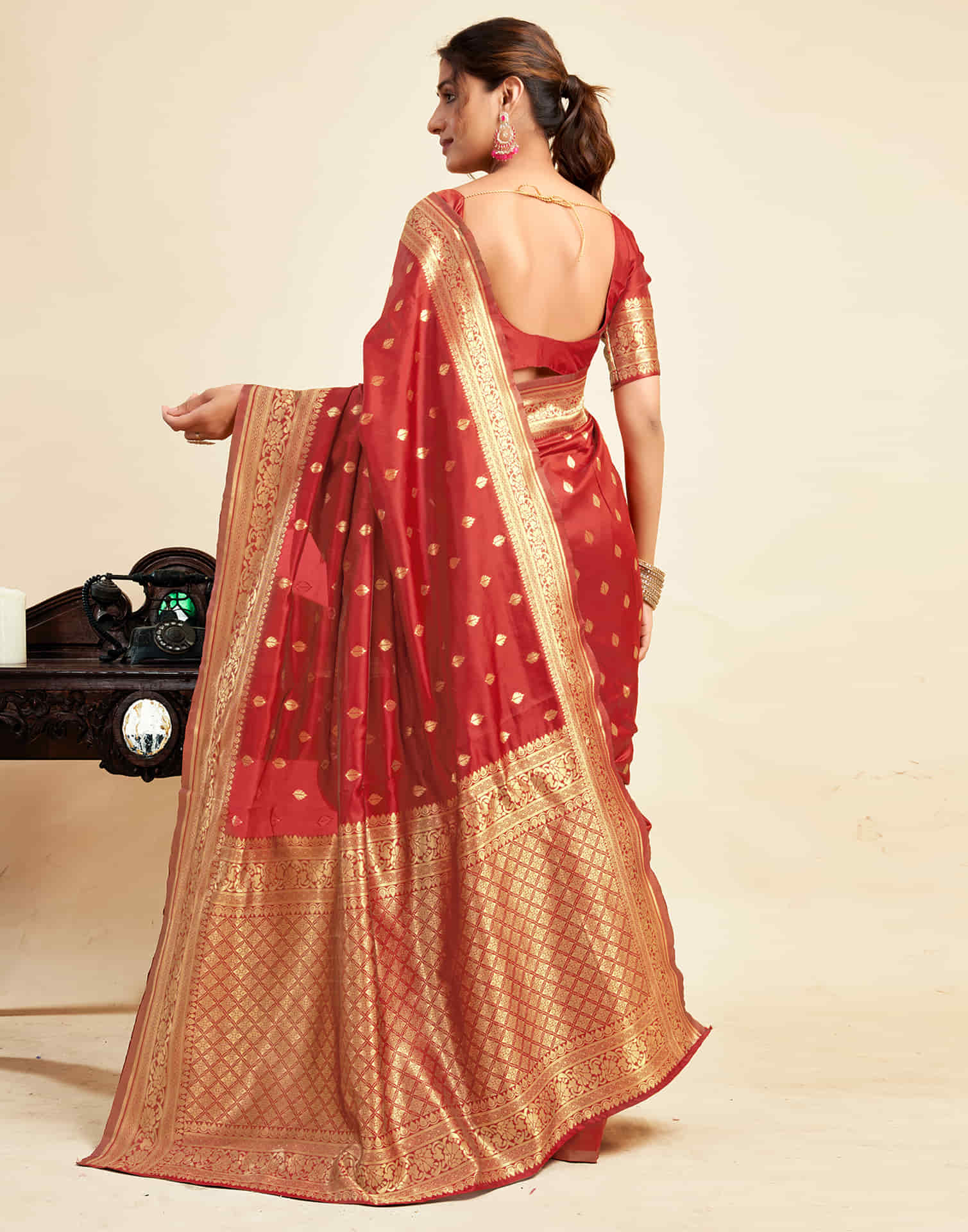 Red Silk Woven Banarasi Saree