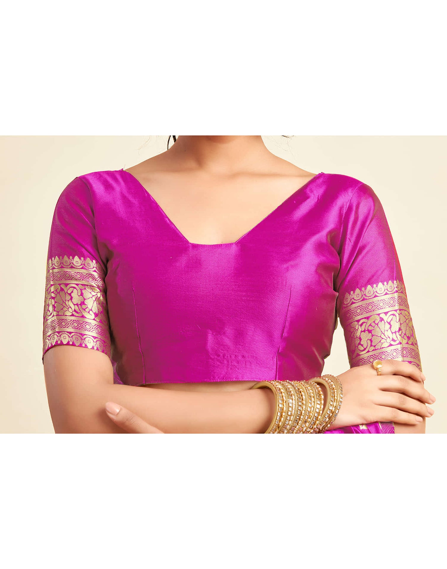 Magenta Silk Woven Banarasi Saree