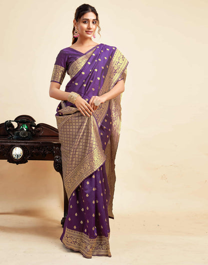 Purple Silk Woven Banarasi Saree