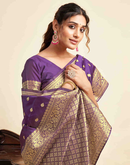 Purple Silk Woven Banarasi Saree