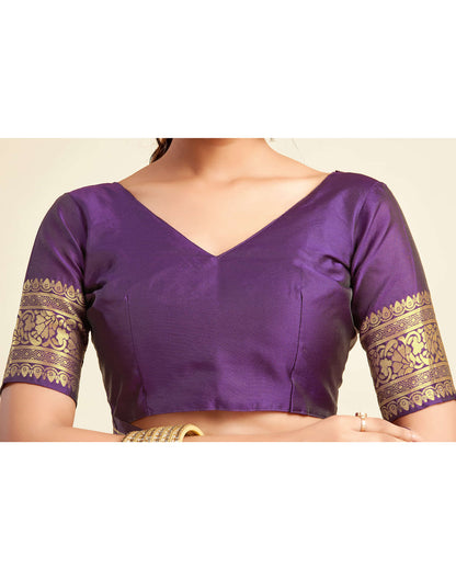 Purple Silk Woven Banarasi Saree