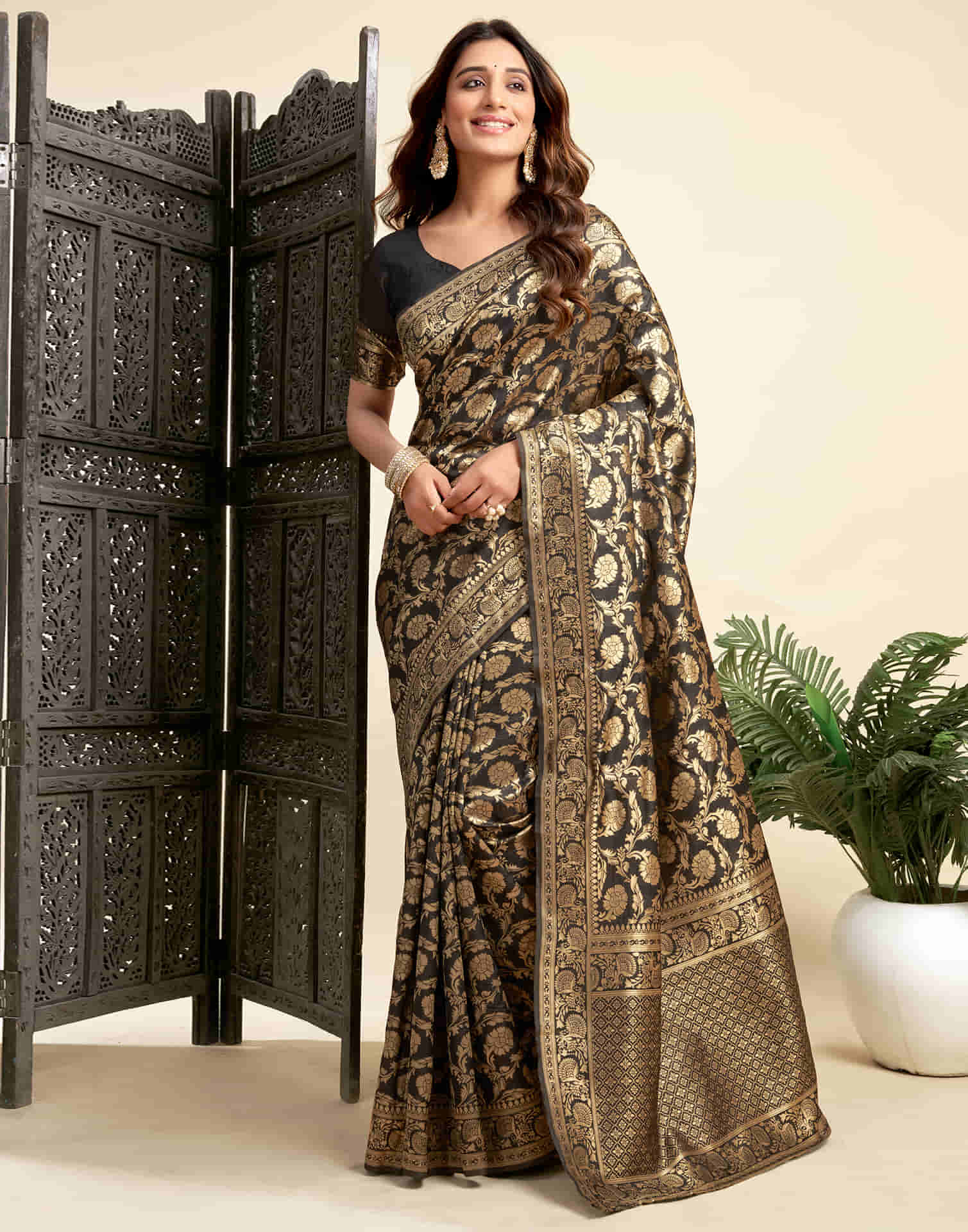 Black Silk Woven Banarasi Saree