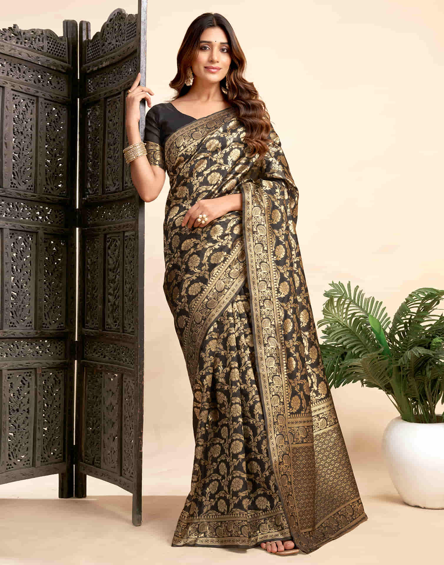 Black Silk Woven Banarasi Saree