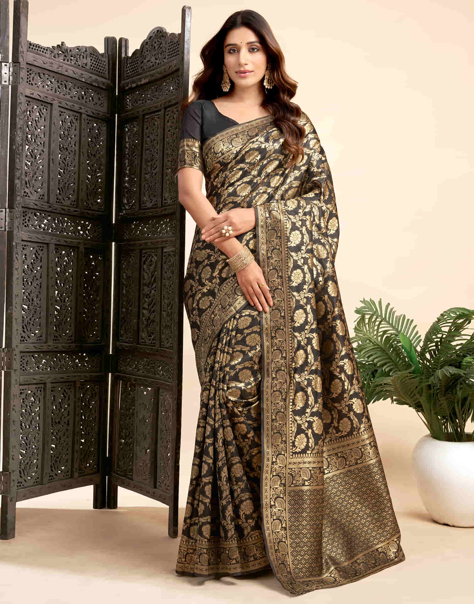 Black Silk Woven Banarasi Saree