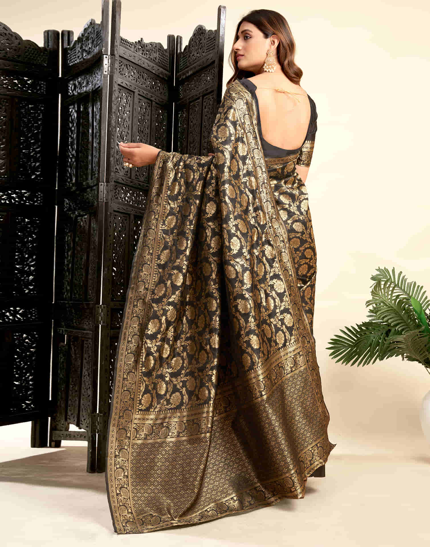 Black Silk Woven Banarasi Saree