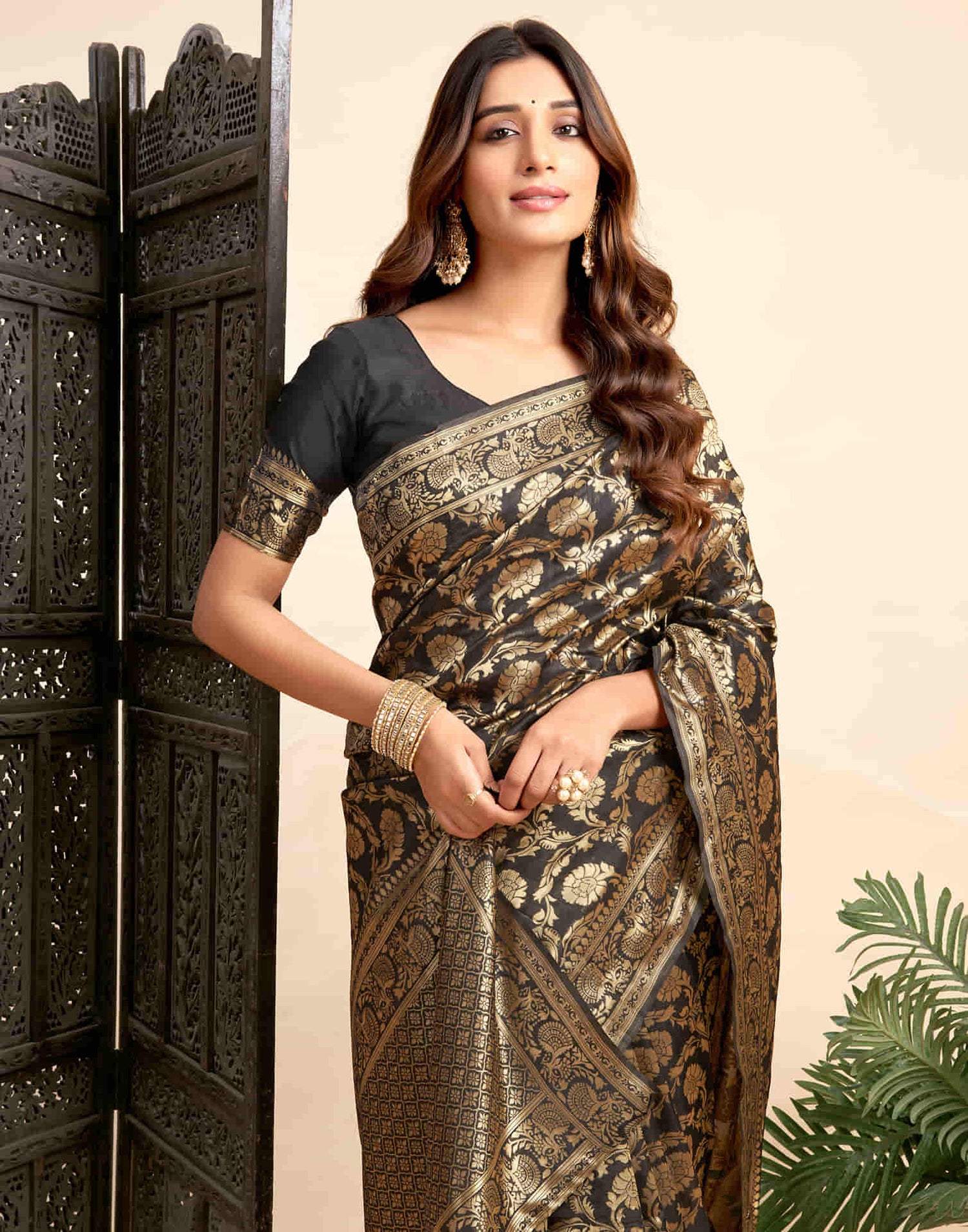 Black Silk Woven Banarasi Saree