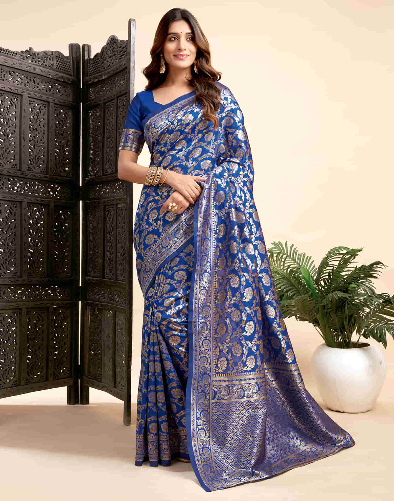 Blue Silk Woven Banarasi Saree