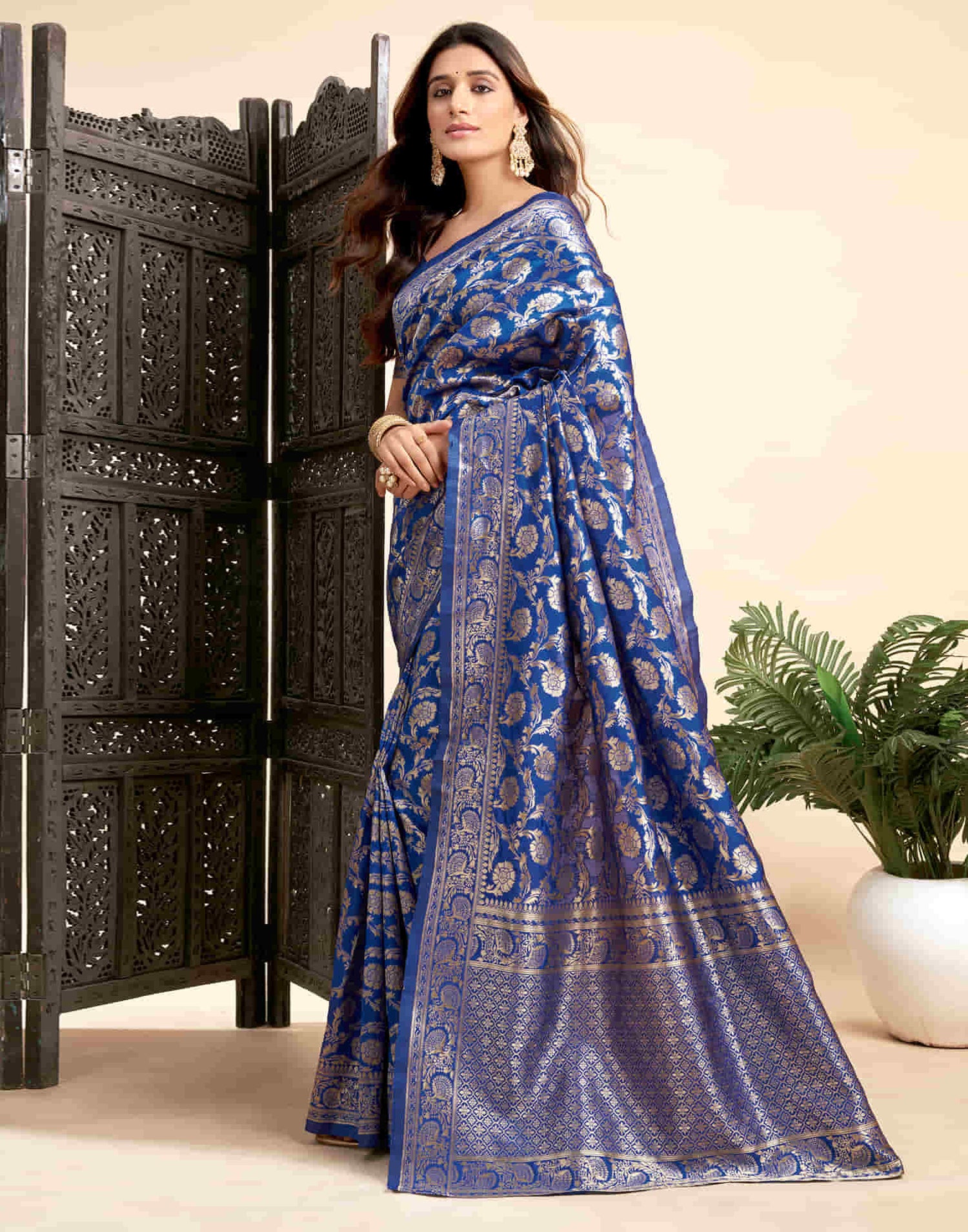 Blue Silk Woven Banarasi Saree