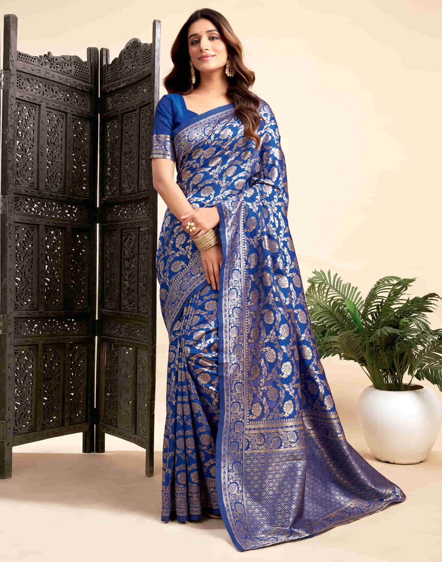 Blue Silk Woven Banarasi Saree