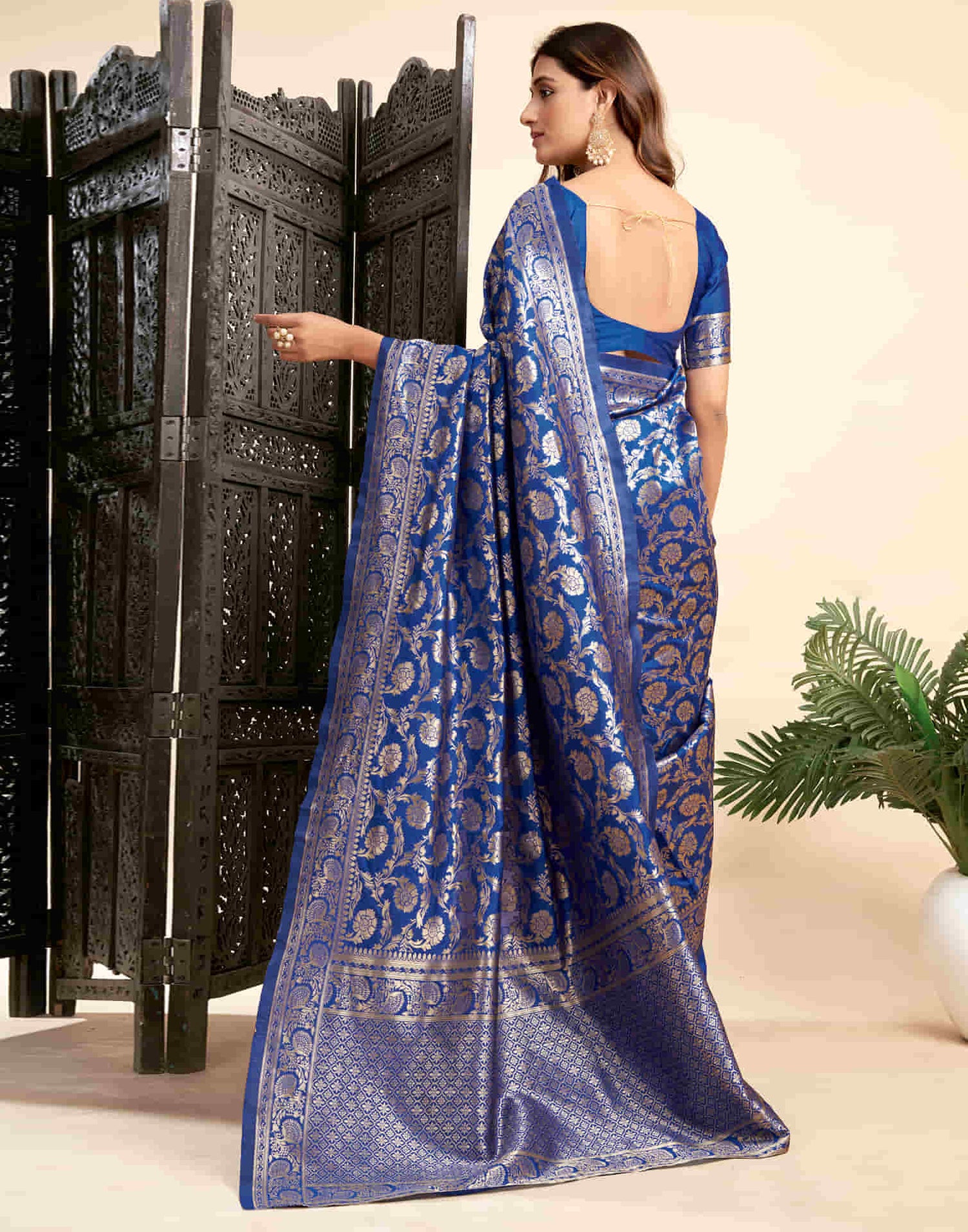 Blue Silk Woven Banarasi Saree