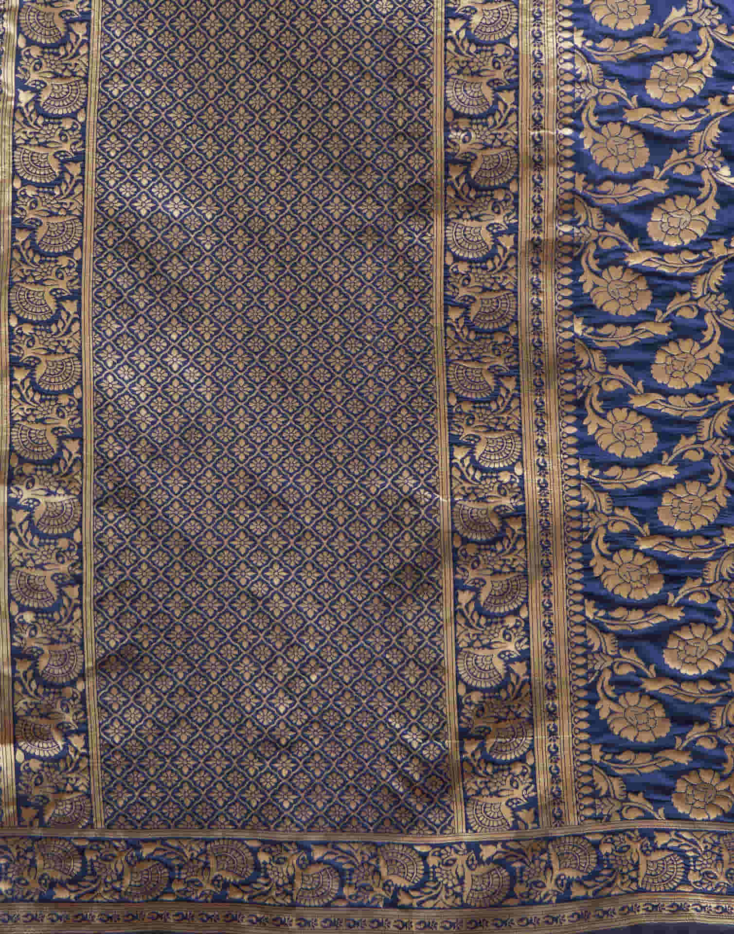 Navy Blue Silk Woven Banarasi Saree