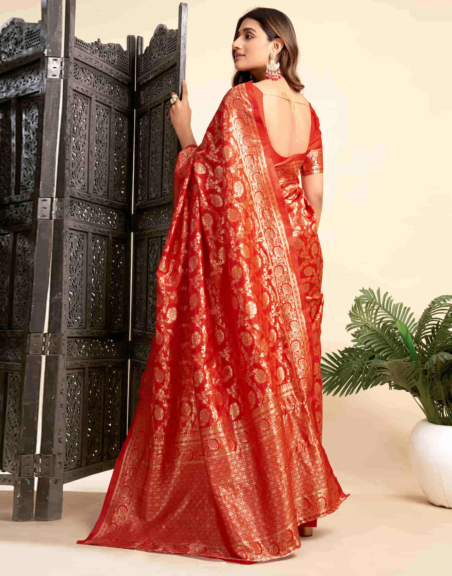 Red Silk Woven Banarasi Saree