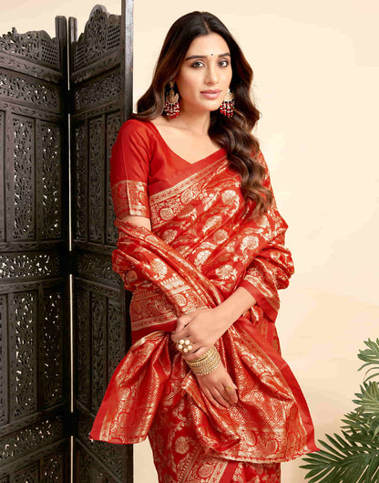 Red Silk Woven Banarasi Saree