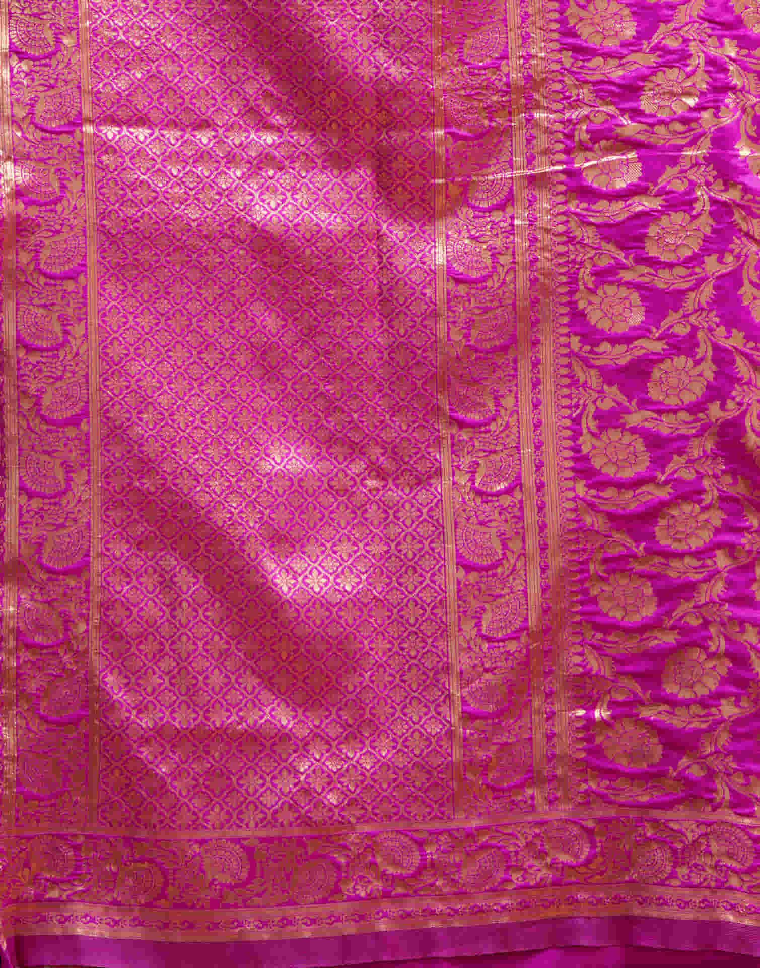 Magenta Silk Woven Banarasi Saree