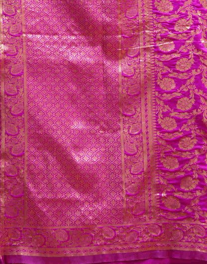 Magenta Silk Woven Banarasi Saree