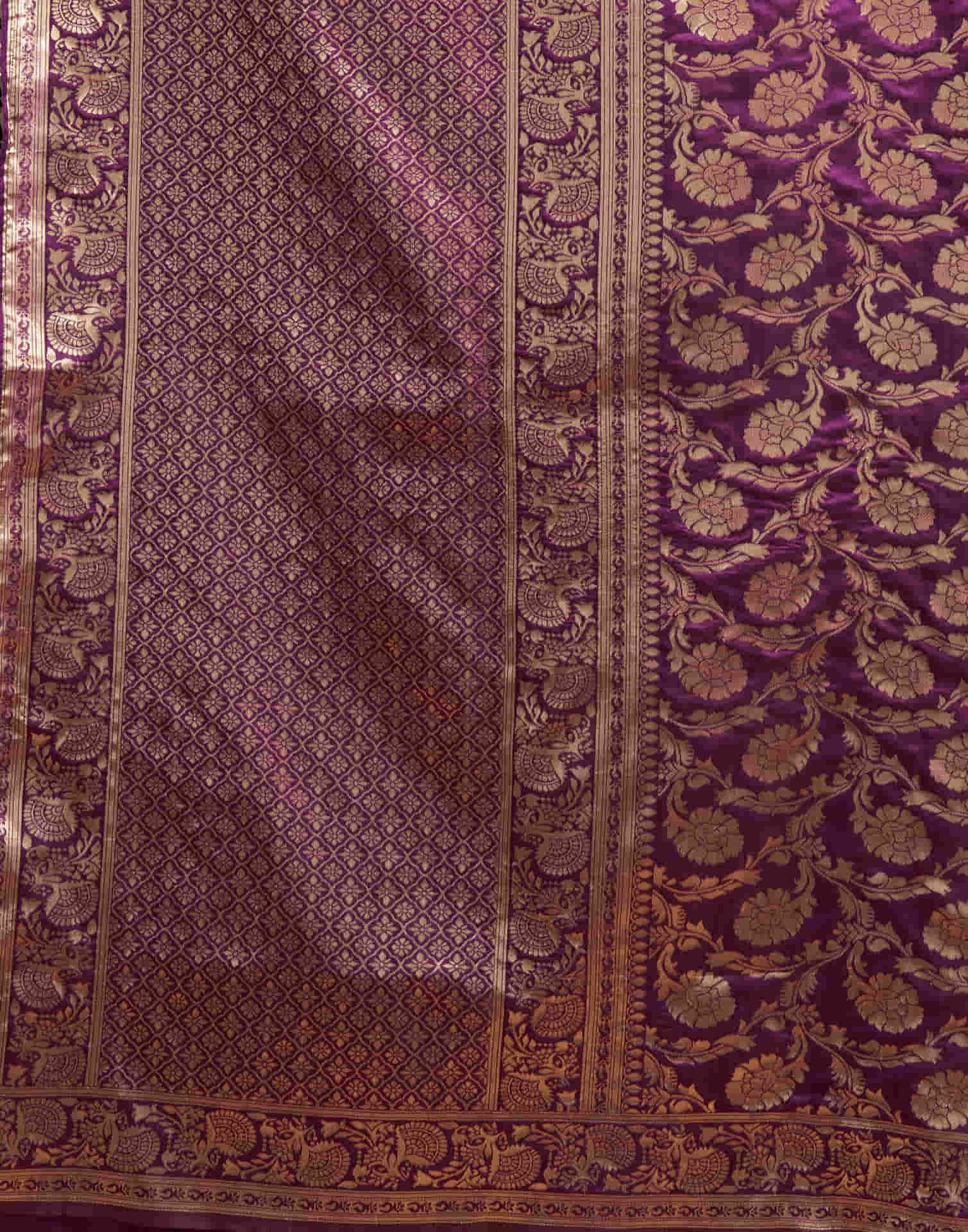 Wine Silk Woven Banarasi Saree