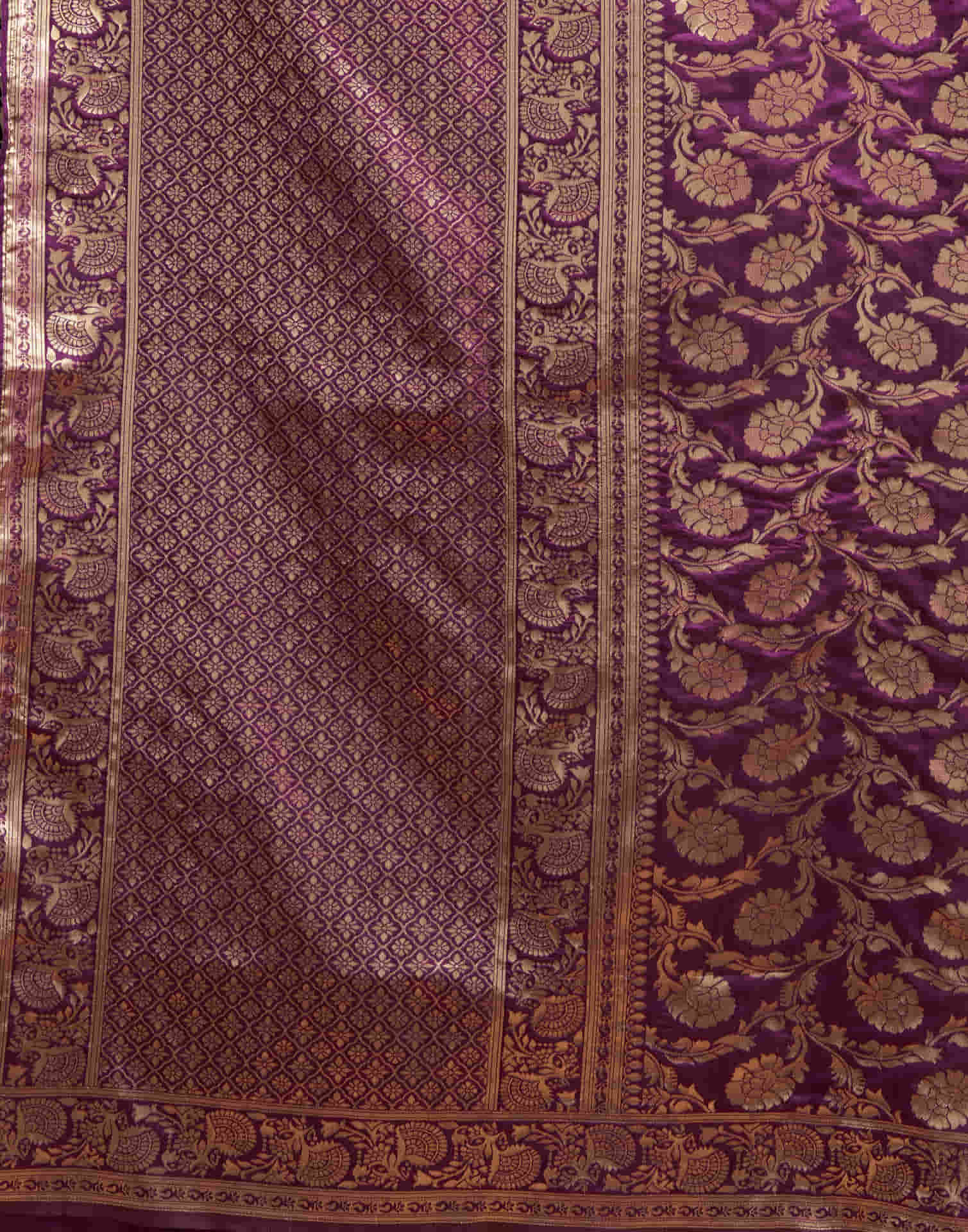 Wine Silk Woven Banarasi Saree